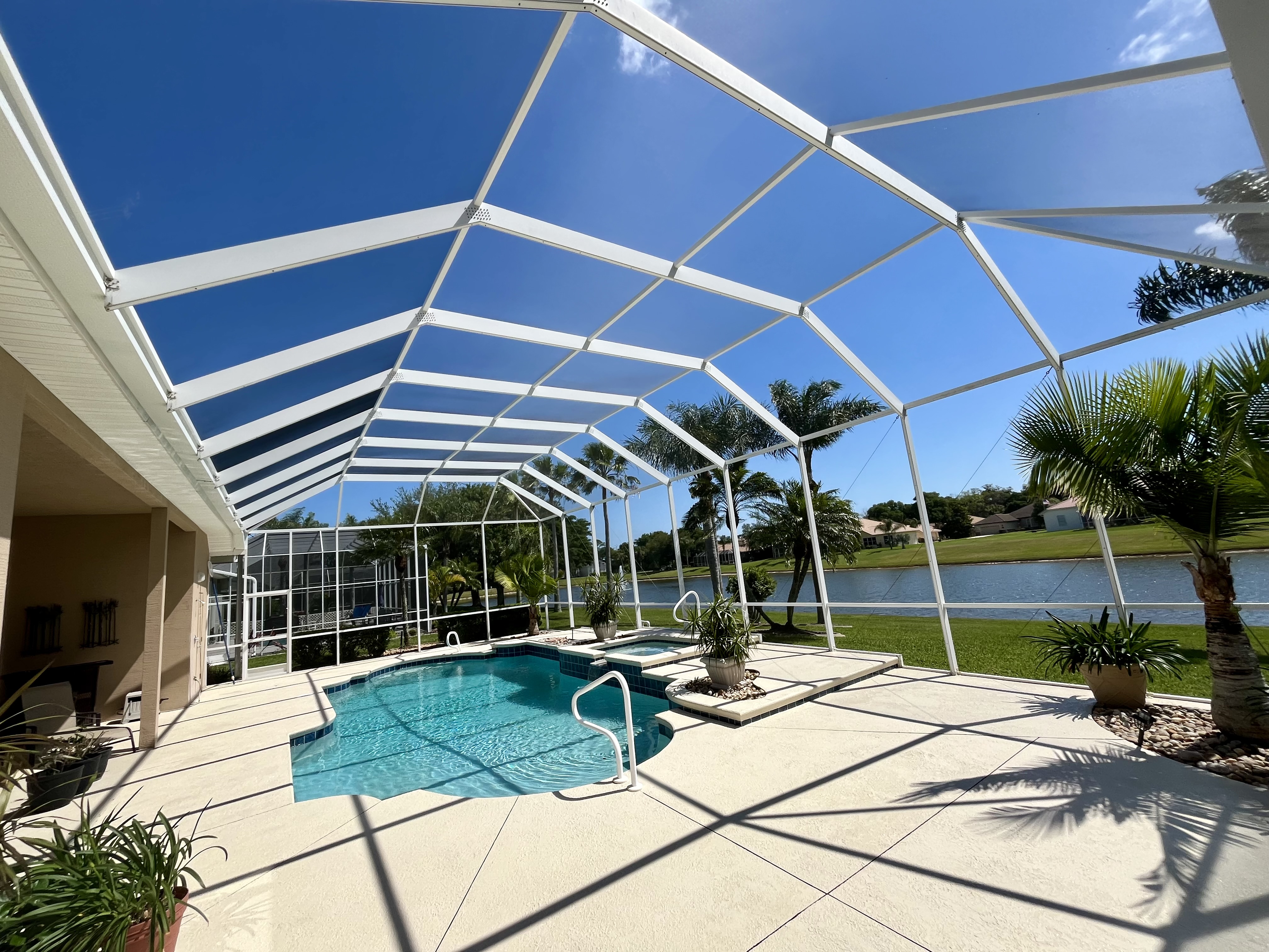 Pool Enclosure Cleaning In The Sanctuary Neighborhood In Port Orange, Florida